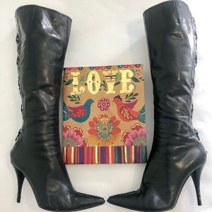 Yves Saint Laurent High-Heel Lace-Up Boots